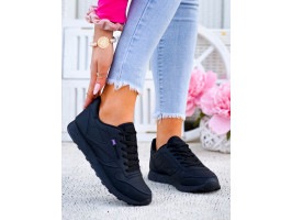 Czarne Buty Sportowe Damskie Sneakersy Klasyczne