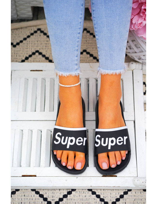 Lekkie Piankowe Klapki Damskie Super Czarne