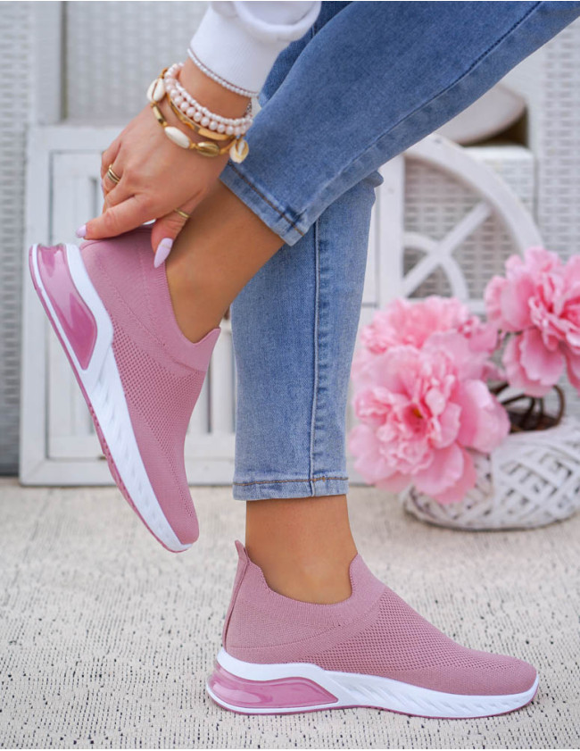 Różowe Lekkie Buty Sportowe Damskie Wciągane Soft Różowe Lekkie Buty Sportowe Damskie Wciągane Soft