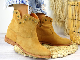 Botki Damskie Ukryty Koturn Camel