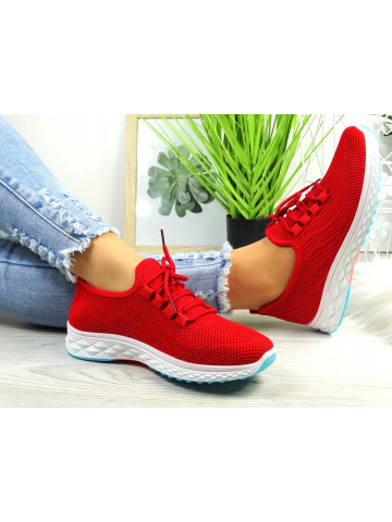 Damskie Trampki Buty Sportowe Czerwone Fit 