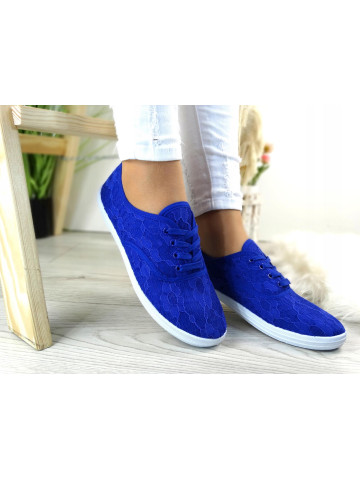 Koronkowe Wiązane Tenisówki Slim